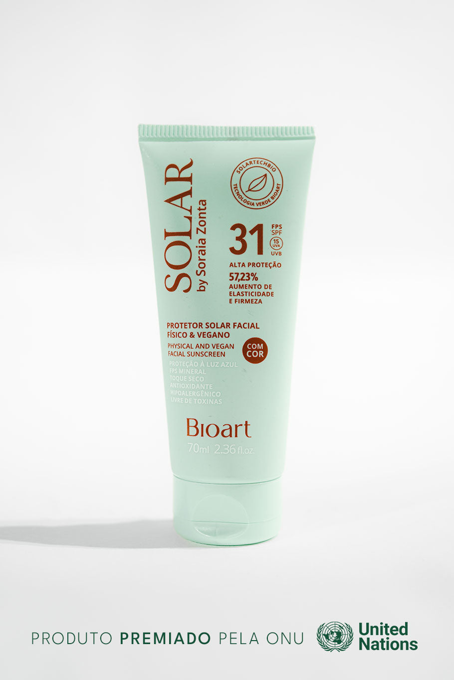 PROTETOR SOLAR FACIAL FÍSICO, NATURAL E VEGANO FPS31 | com cor